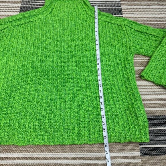 Free People Women's Everyday Cotton Mock Neck Chunky Sweater Green Size Medium - Picture 11 of 11